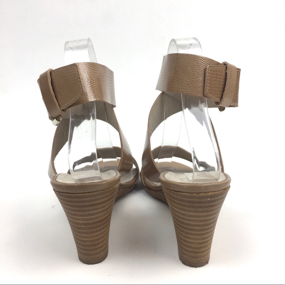 AGL wedge sandal ankle wrap heel tan snake leather - Picture 4 of 8